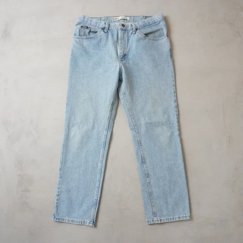 Vintage Lee Regular Fit Jeans 36x30 Mens 90s Light Wash Straight Leg Denim